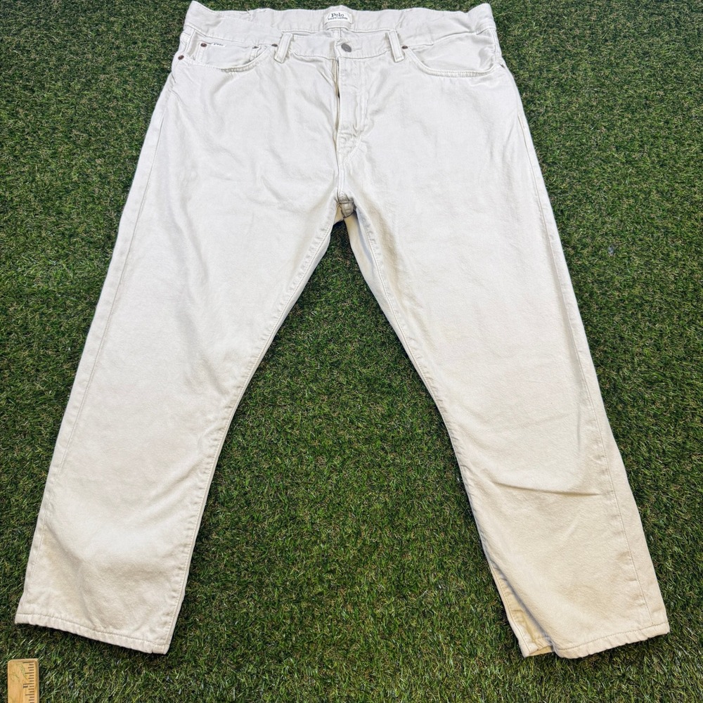 Polo Ralph Lauren Mens 38x32 Straight Leg Pants Off White Cream Twill Chino